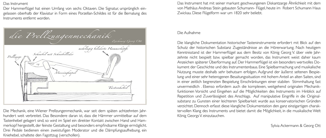 Aus dem Booklet der AudioCD: Der Hammerflügel König Georgs V im Celler Schloss