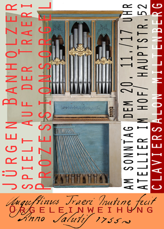 Einladung zur Orgeleinweihung am 20. 11.2011 im Claviersalon Miltenberg