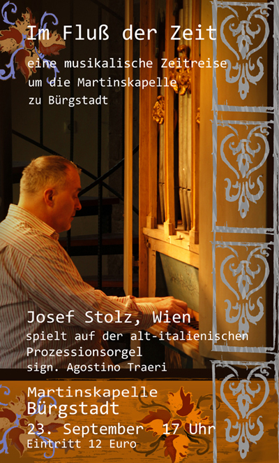 Jürgen Banholzer spielt die barocke Traeri- Prozessionsorgel im Claviersalon Miltenberg