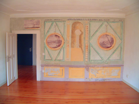 originale Wandbemalung im Seidel- Haus, hier stand der Tangentenflügel